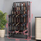 Heavy Duty Belt Display Stand, Metal Belt Rack with 360° Rolling Wheels, Multi-Functional Accessory Display for Belts/Scarves/Wallets, Retail Belt Organizer for Store/Closet/Boutique
