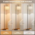 Ambimall 60" Floor Lamp for Living Room with 3 Color Temperatures, Adjustable Grey Shade with Black Pole, Tall Lamp for Bedroom Office Classroom Dorm Room, 9W Bulb Included