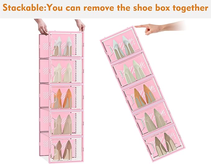 Shoe Storage, 12 Pack X-Large Shoe Organizer for Closet, Shoe Boxes Clear Plastic Stackable Shoe Storage Boxes for Size 13