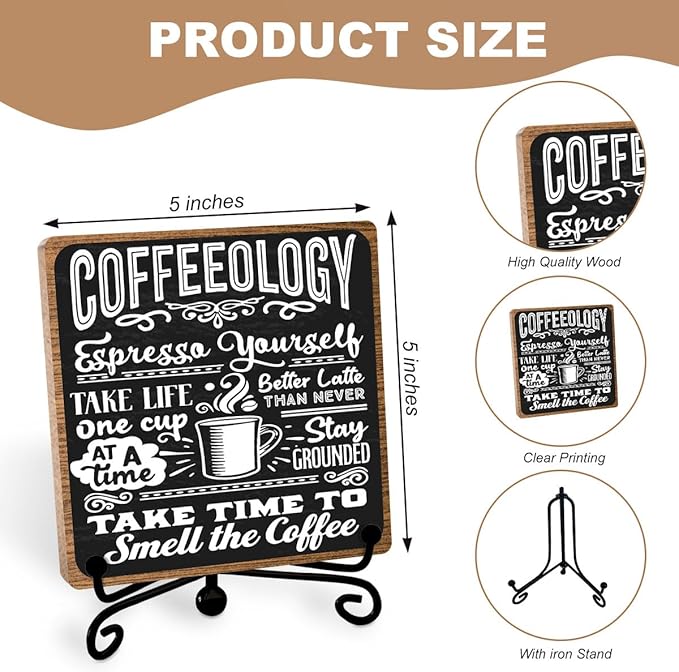 Funny Coffee Bar Accessories - Table Decorations & Desk Shelf Cubicles for Coffee Bar Decoration