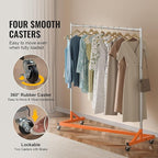 VEVOR Z Rack, 300 lbs Industrial Grade Z Base Garment Rack, 24" x 63" x 71" Clothes Rack, Sturdy Steel Heavy Duty Clothing Rack w/Lockable Casters for Home Garment Store Orange