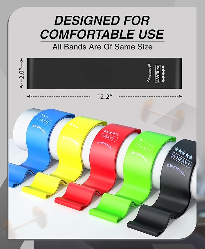 Bingwaah Mini Loop Resistance Bands – Fabric & Elastic Sets Exercise Bands for Strength Training - Rehab, Yoga, Pilates & Home Workout Equipment