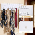 Belt Organizer Holder Wooden Belt Hanger for Closet Wall Mount Belt Storage Rack Tie Bra Scarf Hanger Holds Over 40 Large Belts (White)