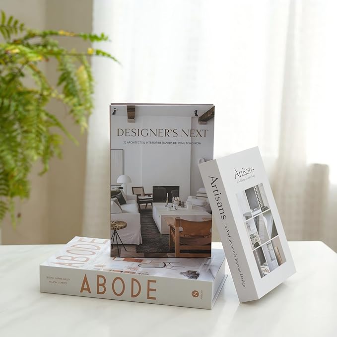 3 PCS Faux Decorative Books for Home Decor-Coffee Table Books Decor-Aesthetic Fake/Faux Books for Decoration,libros Decoration for Coffee Table, Shelf Accessories (Abode DESIGER'S Artisans)