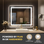 LOAAO 44"X36" LED Mirror for Bathroom, Lighted Bathroom Mirror with Lights, Anti-Fog, Dimmable, Memory Function, Clear Reflection