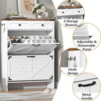Shoe Cabinet with 2 Flip Drawers, Hidden Shoe Storage Cabinet with 2 Pull-Out Drawers, Farmhouse Shoe Organizer for Entryway, Narrow Shoe Rack for Front Door Entrance, White