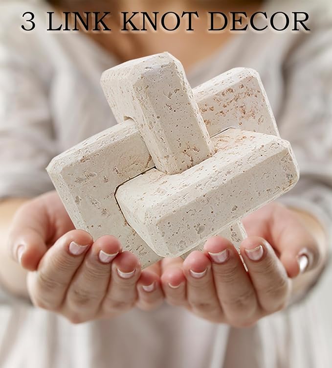 FlidRunest 3 Link Knot Sculpture Decor for Coffee Table, Resin Knot Statues Home Decor for Shelf, Modern Style Boho Figurine Coffee Table Decorative Knot Ornaments for Living Room, Desktop, Bookshelf