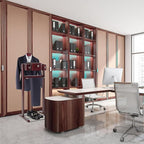 Suit Valet Stands with Hanger, Pant Hanger and Metal Shoe Rack Wood Modern Standing Hanger with Storage Organizer Clothing Rack for Entryway, Bedroom, Office Suit Stand(Standing Dark Brown)