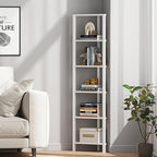 TUTOTAK 6-Tier Corner Bookshelf,Corner Shelf for Small Space, Narrow Display Corner Shelf Stand with Storage Rack, for Living Room, Bedroom, White BS05BW006