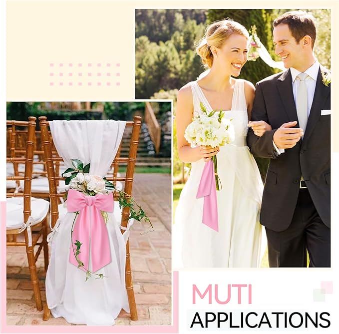 2 Pcs Light Pink Wreath Sash for Front Door Linen Wreath Ribbon Bow for Yard Porch Garland Home Decor
