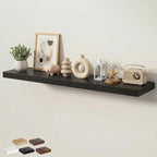 Floating Shelves for Wall 55 in x 9.3 in Deep, Wall Mounted Rustic Wood Shelf with Invisible Brackets for Storage & Display, Living Room Bedroom Bathroom, Black, 1 Pack