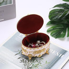 Hipiwe Vintage Metal Jewelry Box - Oval Trinket Organizer Ring Box Case with Rose Pattern Jewelry Storage Box for Ring Earrings Necklace, Gift for Women