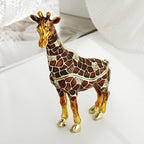 Hand Painted Trinket Box for Home Decor Accents, Enamel Hinged Jewelry Box for Bookshelf Office Table Desk Decoration, Classical Figurine Collectible Keepsake Animal Sculptures (Giraffe-Brown)