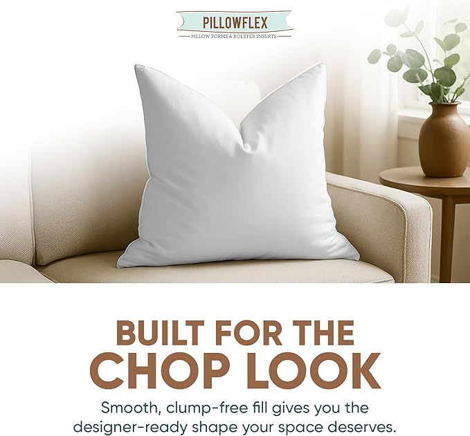 Pillowflex Synthetic Down Pillow Insert - 28x28 Down Alternative, Ultra Soft Large Square European Throw Pillow, Couch Euro Sham, Bed - 1 Decorative Form