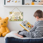 Hatzelou 1PCS Classic Winnie Baby Shower Centerpiece, Winnie Quotes Wall Hanging Sign, the Pooh Wall Sign Gifts, Adorable Winnie Sign for Home Bedroom Nursery, Perfect for Baby Shower Party Decor