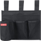 Zafit Hanging Bedside Caddy, Bedside Storage Organizer for Magazine, Phone, Remote control (4 Pockets-Black)