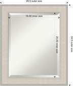 Amanti Art White Wall Mirror 24x20 Cottage White Silver Rectangle Bathroom Mirror for Wall Decor Living Room, Small Cottage Wood Frame, Hangs Horizonally and Vertically, Bathroom Decor, Beveled Edge