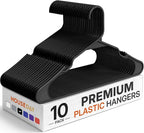 HOUSE DAY Premium Plastic Hangers 10 Pack, Clothes Hanger Space Saving, Heavy Duty Coat Hanger - Durable and Strong Closet Organizers and Storage Makes It Ideal Dorm Room Essentials (Black)