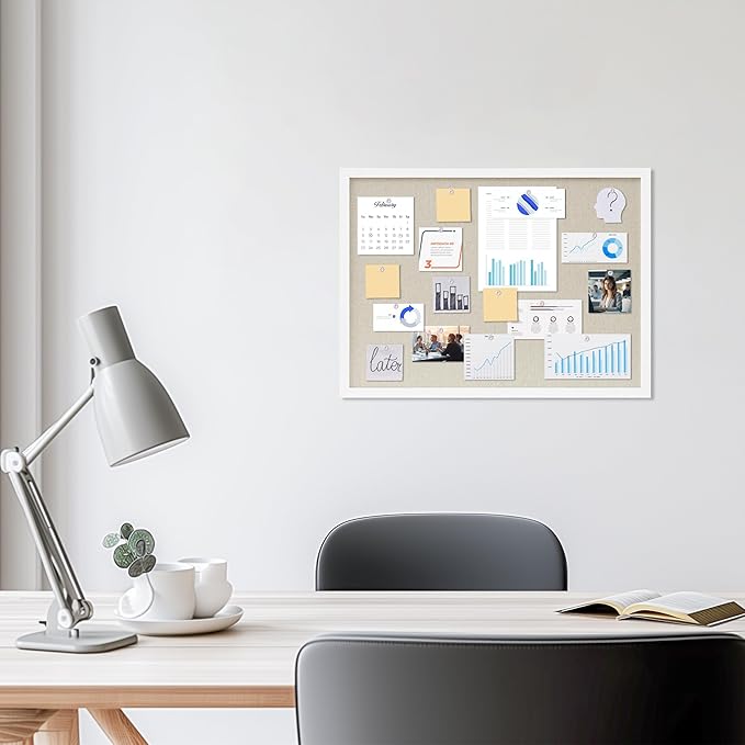 DAHAPYBOO Cork Board with Linen White 2Pack,Bulletin Board 23"x17" Hanging Corkboards for Office Home School Message Board or Vision Board Decoration.