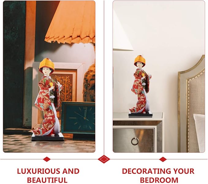 NOLITOY 1pc Kimono Doll Asian Japanese Dolls Car for Women Antique Geisha Statue Collectible Dolls Geisha Collectible Figurine Kabuki Doll Model Woman Wood Nationality Doll House
