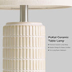 PoKat 23'' Dimmable Table Lamps with Remote for Living Room, Modern Stepless Adjustable Bedside Lamps Set of 2 for Bedroom, Nightstand Lamps for Office Nursery Desk Console Kids, White (No Battery)