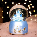 Blue Castle Snow Globes, Girls Music Snowglobes with LED 7 Colors Lights, Automatic Snow Fall Effect, Home Decor for Kids Room Essentials, Gifts for Birthday Christmas Valentines Mother's Day (Blue)