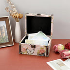 ELLDOO Butterfly Treasure Chest Box, Wooden + PU Leather Storage Decorative Box for Jewelry Trinkets, Keepsakes box for Girls Women Gifts