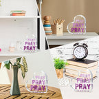Purple Christian Gifts for Women, Religious Plaques Christian Woman Decor Gifts, Pink Room Accessories - Modern Home Office Room Bathroom Bedroom, Pray On It Over It Acrylic Sign