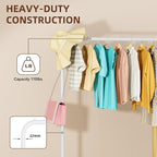 Rolling Clothing Racks for Hanging Clothes, Garment Rack for Clothes to Hang, Metal Portable Wardrobe Rack for Coats, Jackets, Shirts, Dress,White