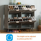 Shoe Cabinet Storage,Modern Freestanding Organizer with 4 Flip Drawers,Narrow Shoe Rack Cabinet for Entryway,Grey