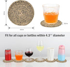 ABenkle 8 Pcs Drink Coasters with Holder, Cotton Woven Absorbent Coasters for Drinks, Minimalist Home Decor Coaster Set for Wooden Tabletop Protection Table, 4.3 inches