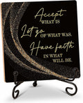 Inspirational Quotes Wood Plaque with Stand - Idea Gifts for Women Men - Black Gold Wooden Decor for Home Office Living Room Shelf Table Decoration (10)