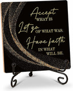 Inspirational Quotes Wood Plaque with Stand - Idea Gifts for Women Men - Black Gold Wooden Decor for Home Office Living Room Shelf Table Decoration (10)