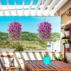 Artificial Faux Hanging Flowers Plants Baskets for Outdoor Spring Summer Decorations,Resistant Fake Morning Glory Silk Plants for Outside UV Resistant Patio Yard Home Porch Decor(Gradient)