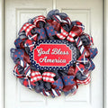 250th Anniversary Patriotic Wreath, 1776-2026 American Independence Day Wreath,16 in Red White Blue Front Door Wreath, Indoor Outdoor Home Decor for 4th of July, Memorial Day, Veterans Day (Z)