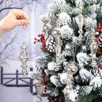 Mifoci 8 Pcs 6 Inch Mercury Glass Finial Christmas Ornaments Hanging Christmas Finials Glass Ornaments Assorted Mercury Decor for Vintage Holiday Xmas Tree Decoration(Silver)