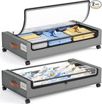 Yecaye Under Bed Storage with Wheels, 2 Pack Under Bed Storage Containers, Large Under Bed Rolling Storage with Clear Window & Label, Bedroom Storage Organizer for Clothes, Shoes, Books, Blankets