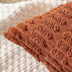 MIULEE Pack of 2 Dark Rust Corduroy Decorative Pillow Covers 18x18 Inch Soft Boho Striped Throw Pillow Covers Modern Farmhouse Home Decor for Summer Sofa Living Room Couch Bed