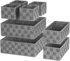 Posprica Woven Baskets, Storage Baskets for Organizing (Set of 8), Cube Baskets Bin Container Matching Storage Boxes Organizers for Pantry, Office, Shelves, Media-room