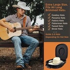 Foeran Travel Hat Case For Cowboy Panama & Fedora Hat, Waterproof & Crush Proof Cowboy Hat Box Wide-brimmed Hats Storage Holder Hat Carrier - Large, Black