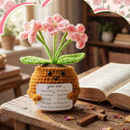 Wavwavw Christian Gift for Women Positive Handmade Crochet Doll with Bible Verse Prayer Card Inspirational Scripture Religious Crochet for Christmas Sunday Group Church(Forget Me Nots)