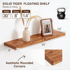 30 Inch Floating Shelves, Solid Wood Wall Shelves, 8 Inch Deep Floating Shelf – for Bathroom, Bedroom, Living Room, Kitchen, Home Decor & Storage, Heavy-Duty Wooden Shelf Wall-Mounted, Set of 2