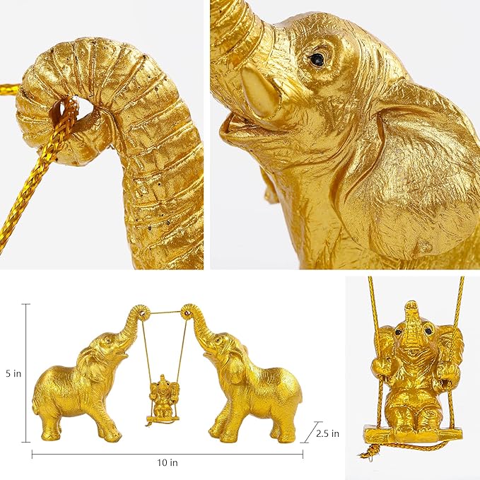 Elephant Statue For Home Decor.Gold Elephant Decor For Living Room,Office,Shelf,Table Centerpiece Decorations.Elephant Gifts for Women,Mom.Good Luck Elephant Figurines.Home Decor Living Room.(Gold)