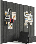 Aothia 12-Pack Felt Bulletin Board Tiles - 48x36 Modular Pin Board for Walls, 0.2" Thick Cork Board Alternative for Office & Classroom, 70 Adhesive Tabs & 40 Pushpins Included (Charcoal Gray)