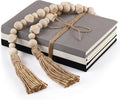 Feifeiya 3 Pieces Faux Decorative Books Set for Home Decor Fake Book for Shelves Coffee Table Stacked Linen Covered Display Notebook with Wood Bead Bookend Gift for Living Room(Modern Black)