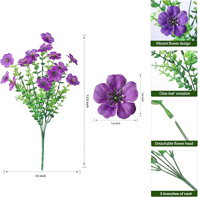 Ivydale Artificial Flowers for Outdoor 24 Bundles Fake Mums UV Resistant Silk Daisy Faux Plants for Outside Planter Home Porch Patio Window Box Decor, Purple