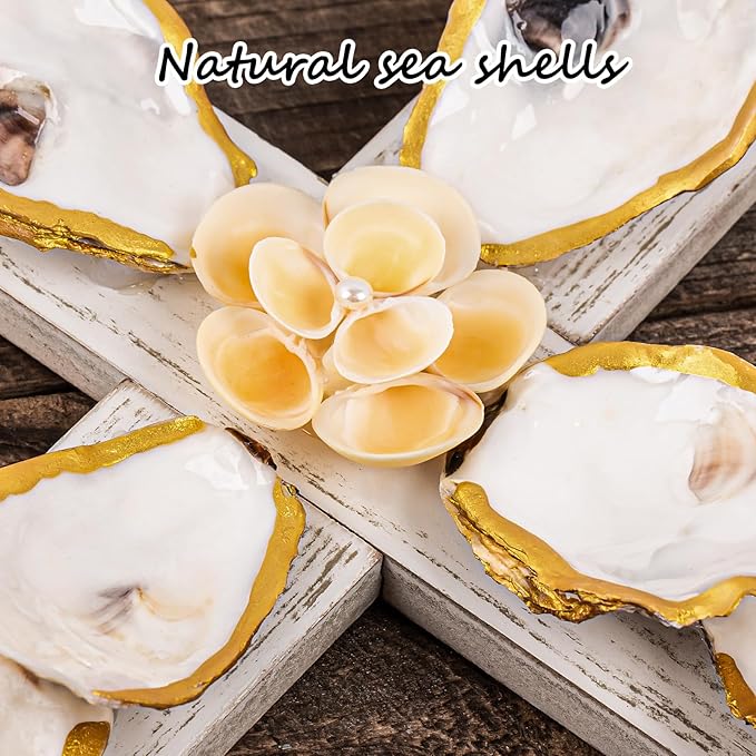 QEQEKAKA Cross Wall Decor - Handmade Oyster Shells Cross Wood Wall Decor for Christian Wall Art Decor Religious Gift Indoor Outdoor Home Decor