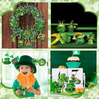 Sintuff 36 Pieces St. Patricks Day Decorations Wooden Shamrock Ornaments for Tree St Patricks Day Ornaments Irish Hanging Decorations for Party