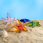H&D HYALINE & DORA Amber Blown Glass Starfish Figurine Miniature Ocean Animals Collectible Figurine Tiny Glass Starfish for Tables, Desks Home Decor