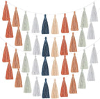 WILLBOND 4 Pieces Valentine's Day Tassel Garland for Classroom Wall Decor Boho Pastel Garland Cotton Tassel Banners for Party School(6.2 Inch,Brown Color)